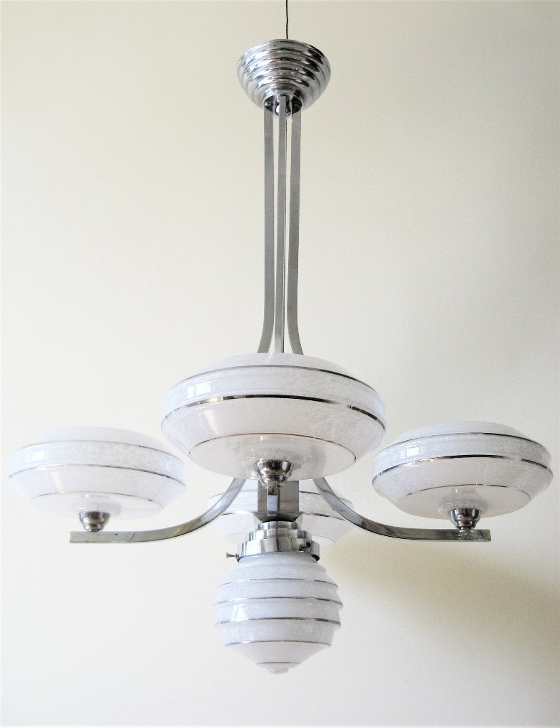 Art Deco lamp jaren 30 chroom nikkel messing glas staand, Ophalen