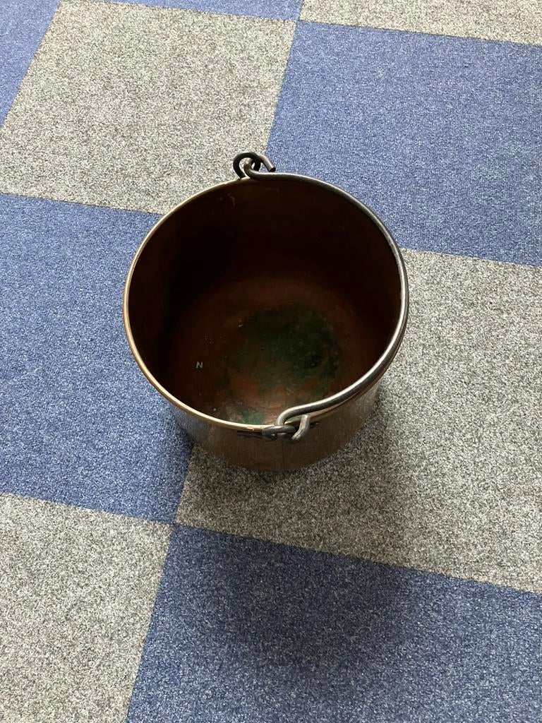 Koperen openhaardhout cq prullenbak, Minder dan 10 liter, Ophalen, Metaal, Minder dan 50 cm