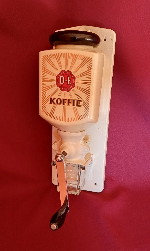 originele DE koffiemolen met gaaf glasbakje met fijn & grof, Ophalen of Verzenden