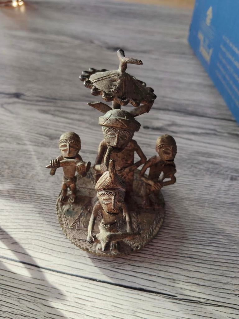 Vintage Bronzen Beeldje: Afrikaanse Stamscène, Ophalen of Verzenden