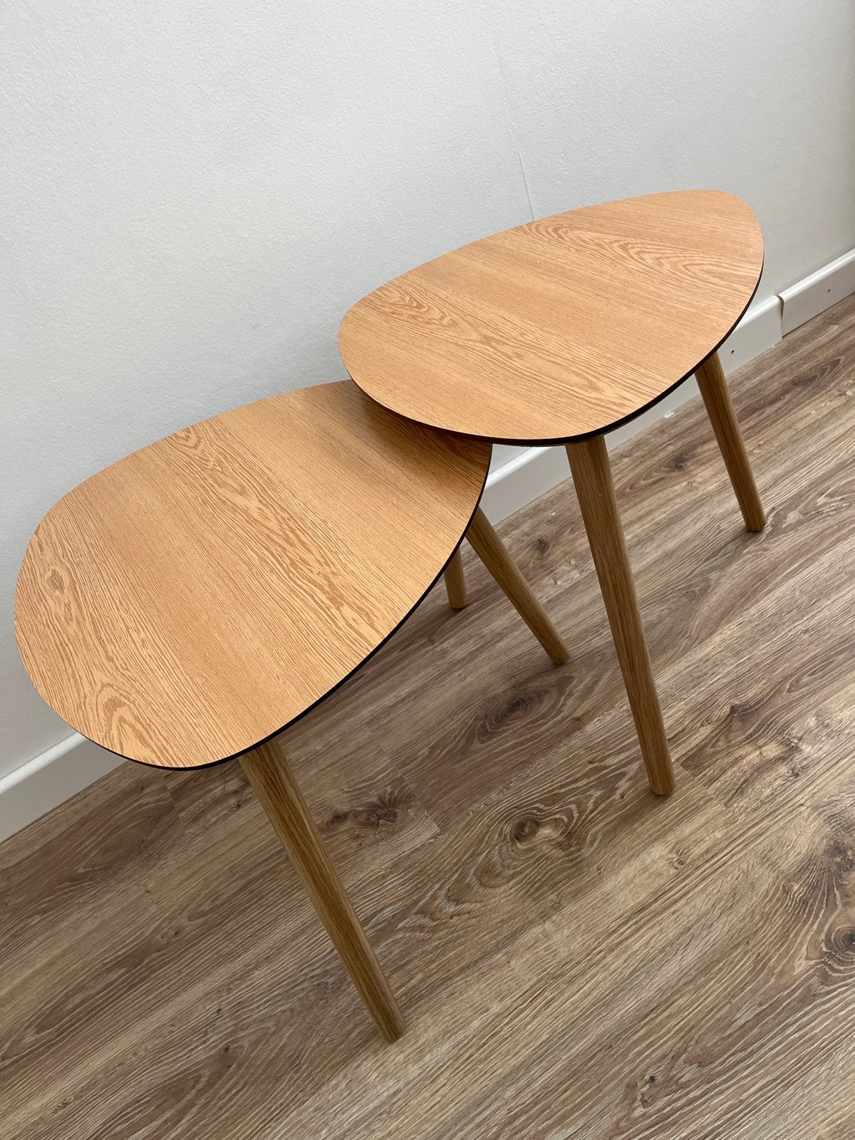 Set van 2 organische driehoek bijzettafeltjes, Ophalen, Minder dan 45 cm, Minder dan 55 cm, Zo goed als nieuw