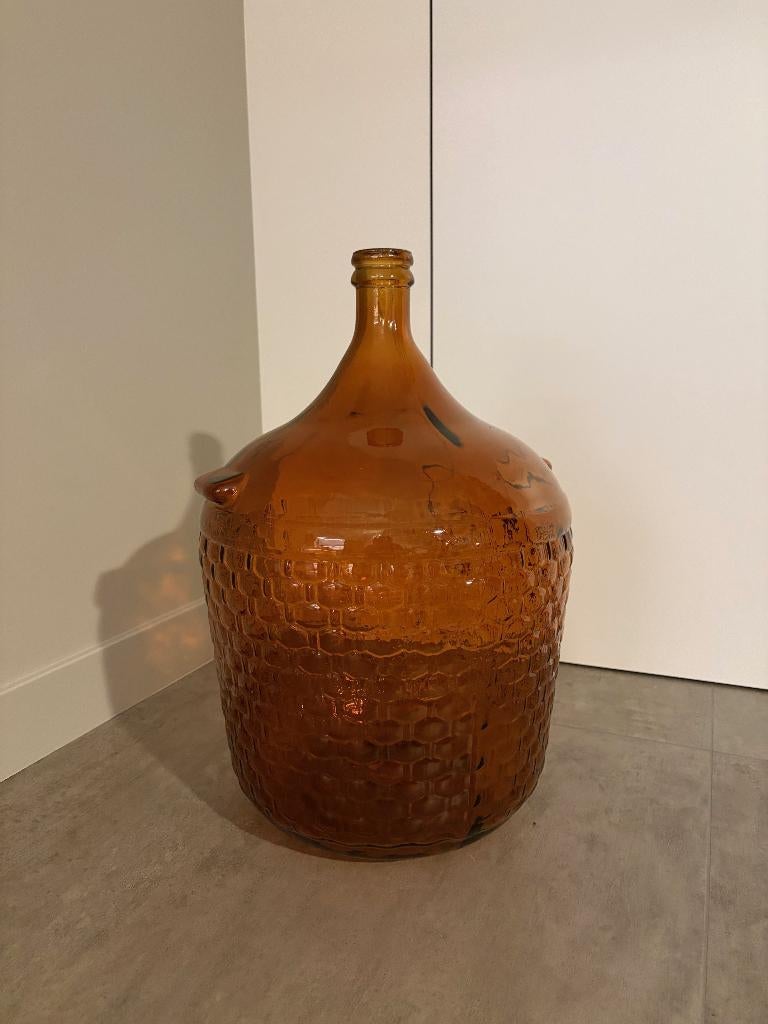 Mooie decoratieve glazen amfoor 55hx37b, Huis en Inrichting, Woonaccessoires | Vazen, Zo goed als nieuw, Oranje, 50 tot 75 cm