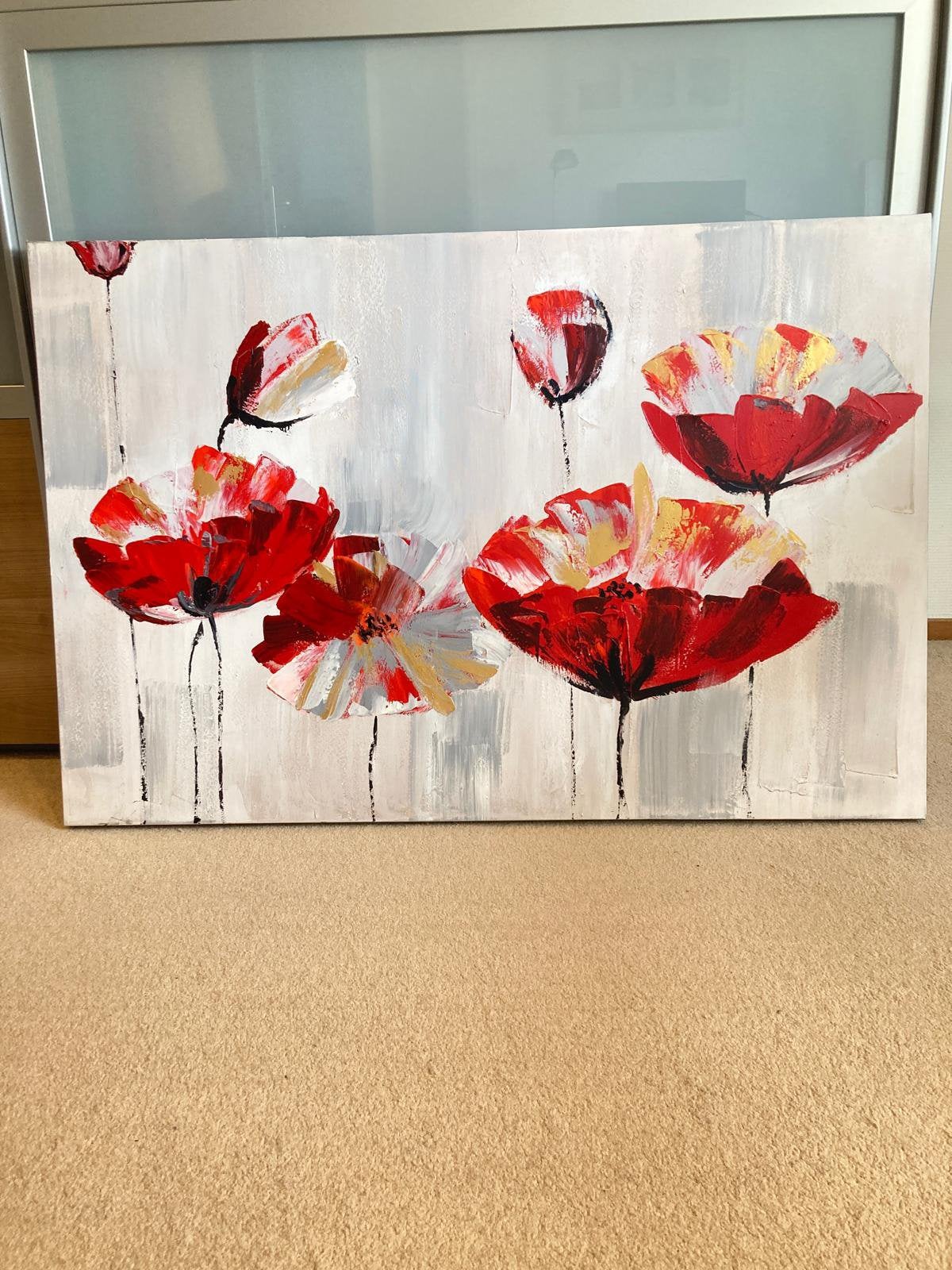 Klaprozen op canvas schilderij, Antiek en Kunst, Kunst | Schilderijen | Abstract, Ophalen
