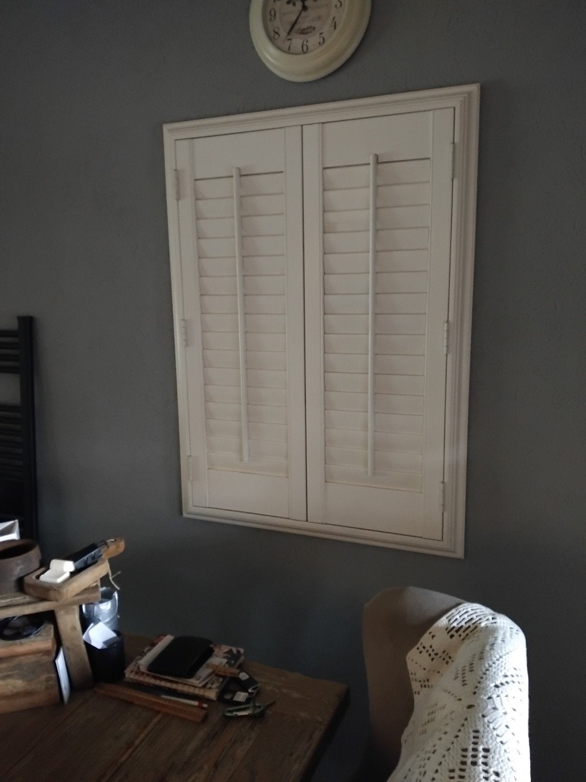 Witte houten shutters - Raambekleding, Gebruikt, Wit, Hout, Ophalen of Verzenden