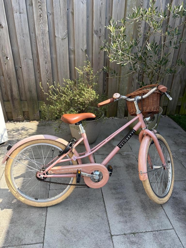 Roze Veloretti kinderfiets met mandje - 20 inch, Fietsen en Brommers, Ophalen, Terugtraprem, Gebruikt, Veloretti
