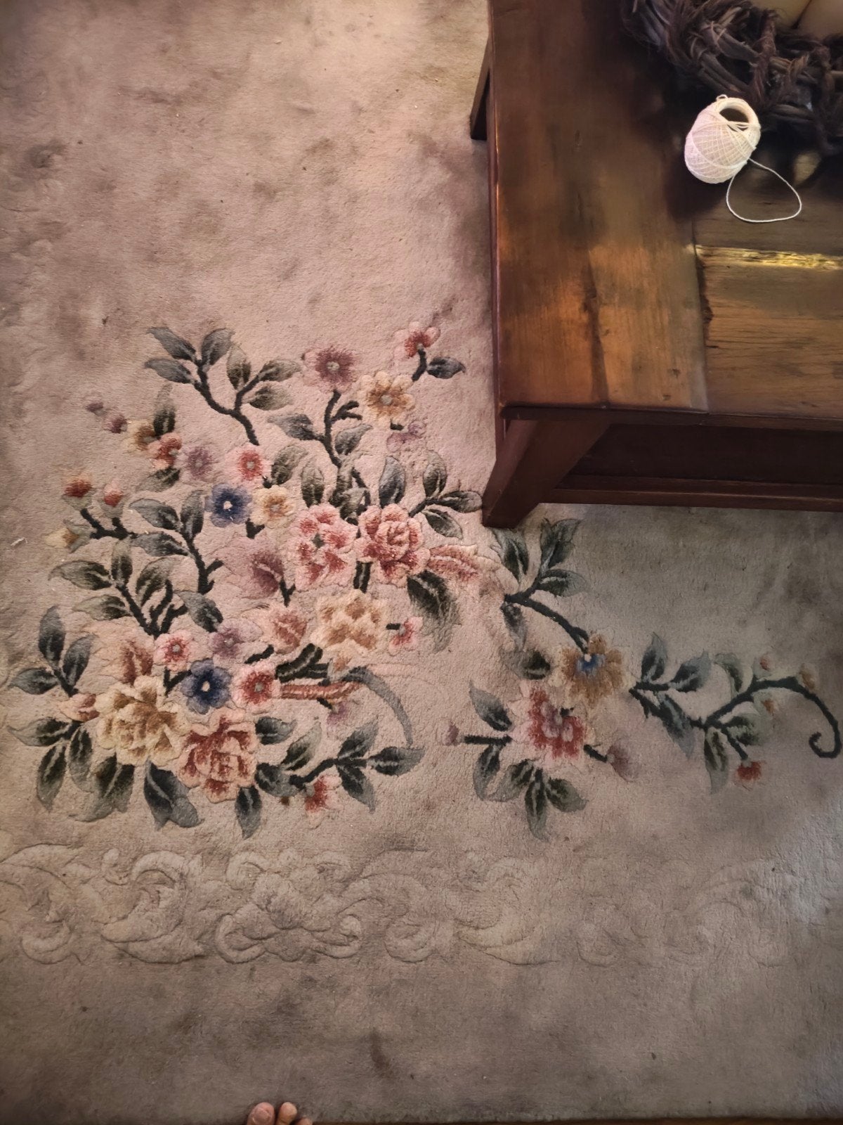Vintage Chinees tapijt, Ophalen, Vintage Chinees, Bloemenpatroon, 200 cm of meer, Zo goed als nieuw