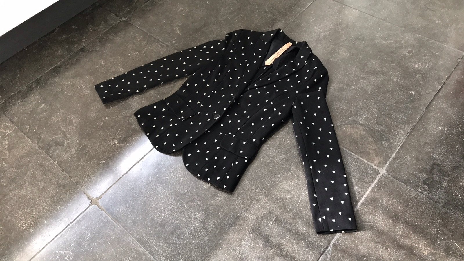 Marc Cain blazer met hartjesprint - Zo goed als nieuw 2/36, Zwart, Ophalen of Verzenden, Zo goed als nieuw, Jasje