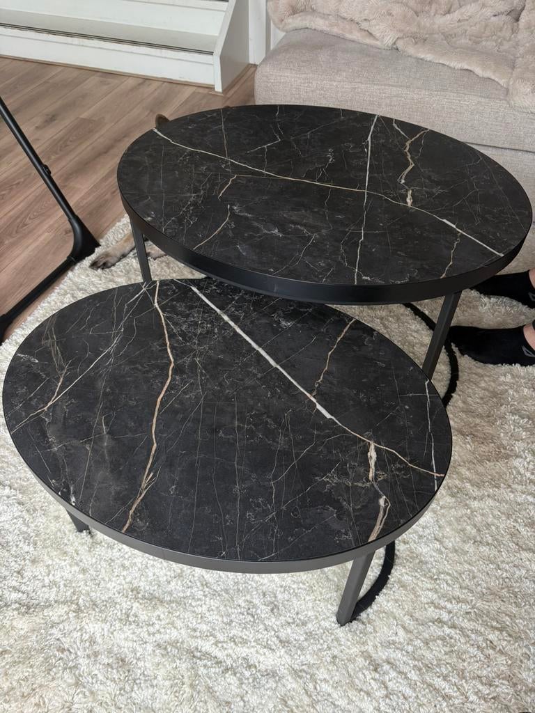 Salontafel 2 delig, 50 tot 100 cm, Rond, Ophalen of Verzenden, Zo goed als nieuw