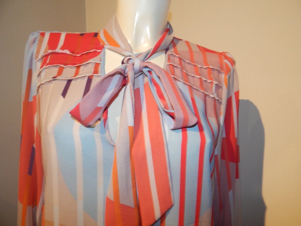Marccain blouse top kleurrijk strepen strik hals N4  40, Maat 38/40 (M), Overige kleuren, Verzenden, Zo goed als nieuw