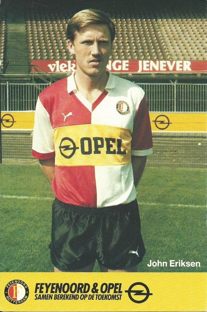1985-1986 fotokaart Opel John Eriksen Feyenoord, Verzenden, Zo goed als nieuw, Feyenoord, Spelerskaart