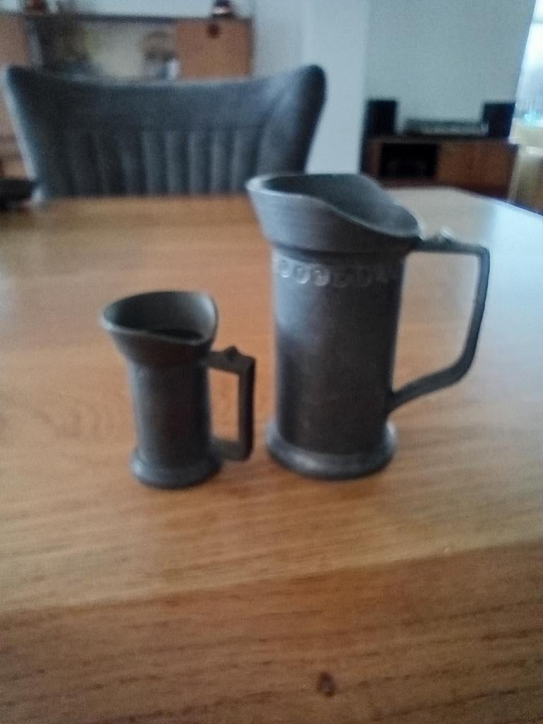 Twee tinnen maatkannetjes, Antiek en Kunst, Antiek | Tin, Ophalen