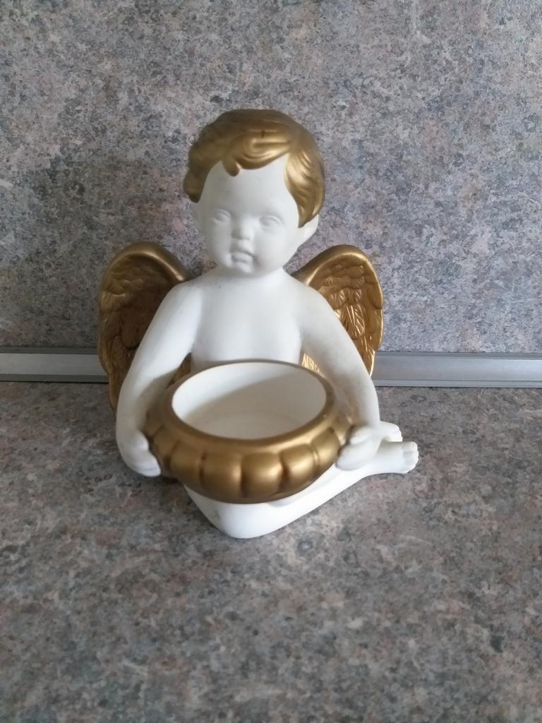 Engel Keramieke theelicht / kaars houder, Ophalen, Overige materialen, Wit, Zo goed als nieuw