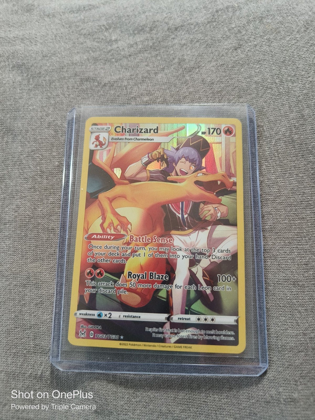 Charizard TG03/TG30 Full Art Pokémon Kaart - Boosterfresh NM, Ophalen of Verzenden, Zo goed als nieuw, Losse kaart, Foil