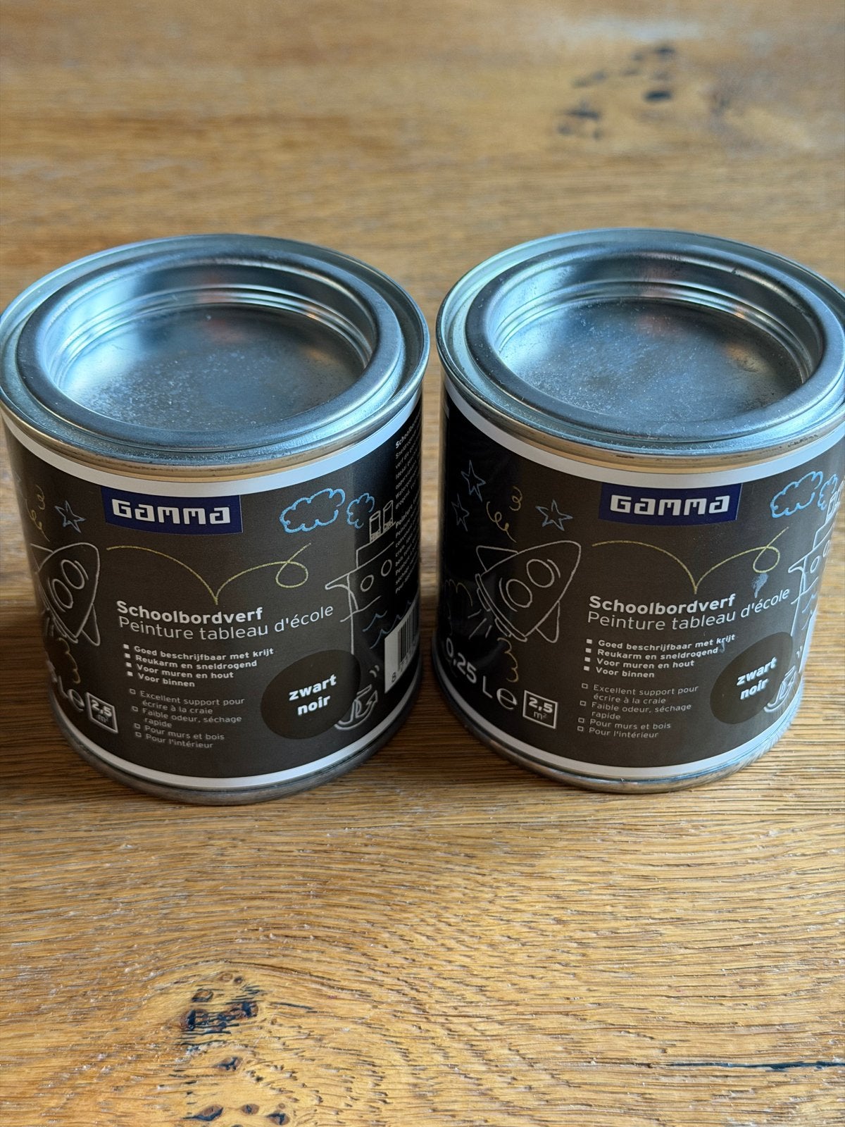 2x GAMMA Schoolbordverf Zwart 0,25L - Nieuw, Zwart, Nieuw, Ophalen of Verzenden, Verf