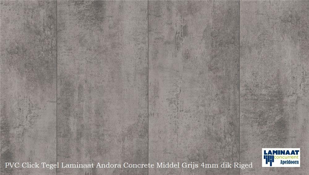 16,74m2 Grote Pvc click Andora Beton Grijs 4mm dik = €150