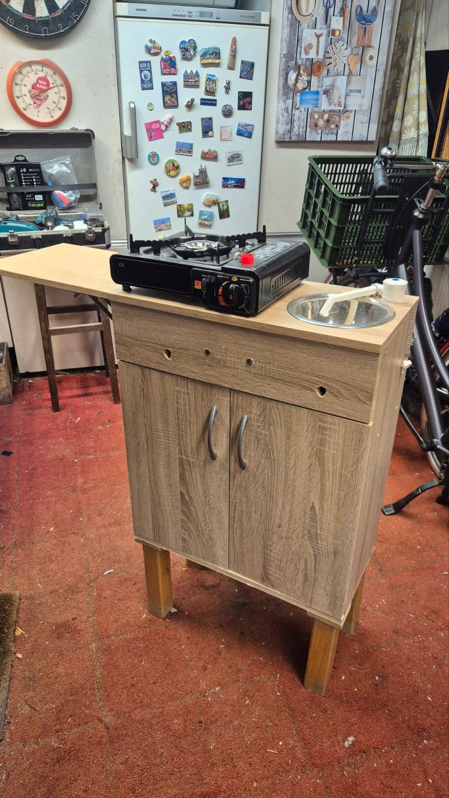 Compact camperkeuken met water en kookplaat, Ophalen