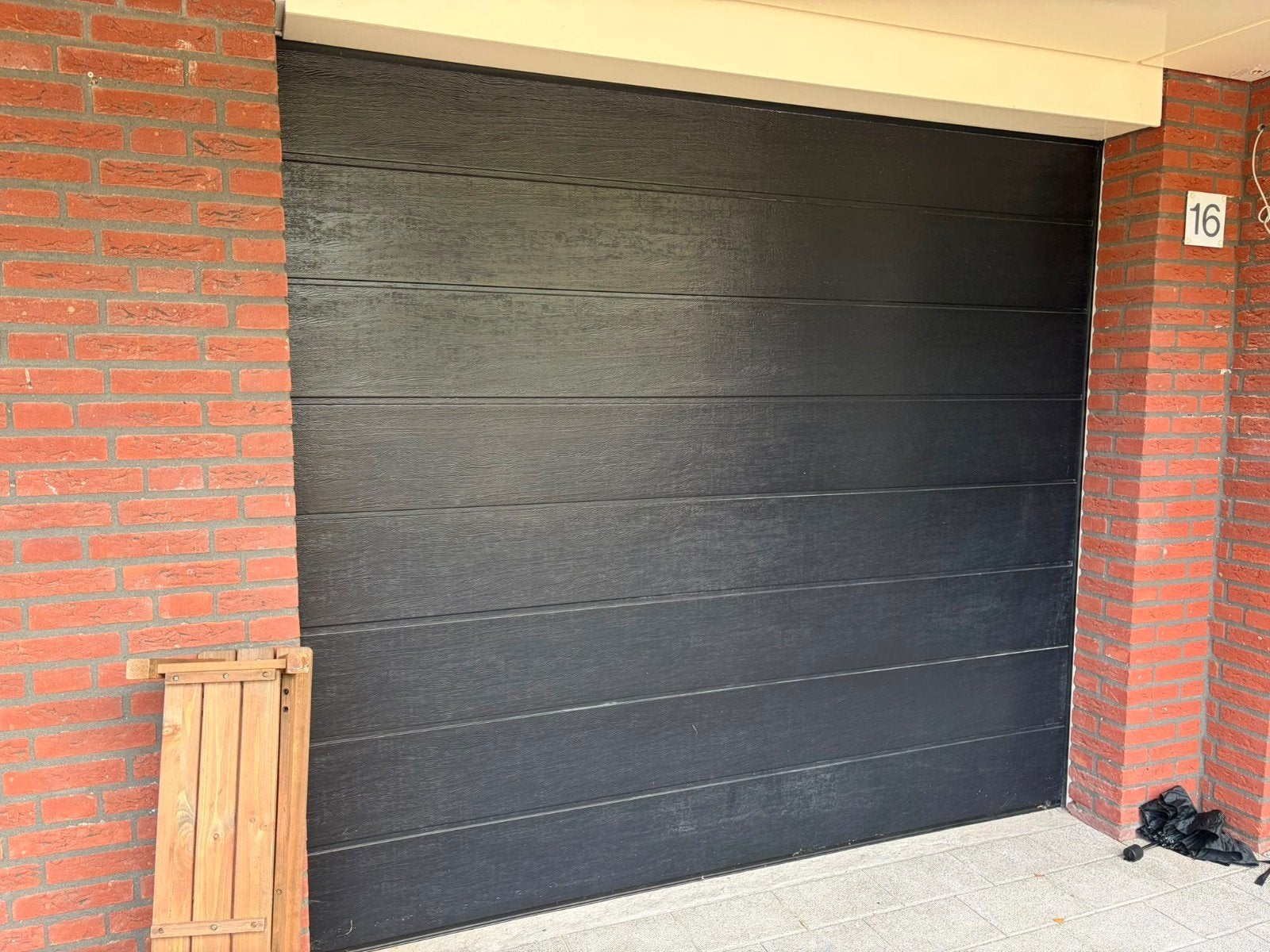 Sectionaaldeur garagepoort antraciet 255x223 + LiftMaster, Ophalen, Gebruikt, Garagedeur, Metaal