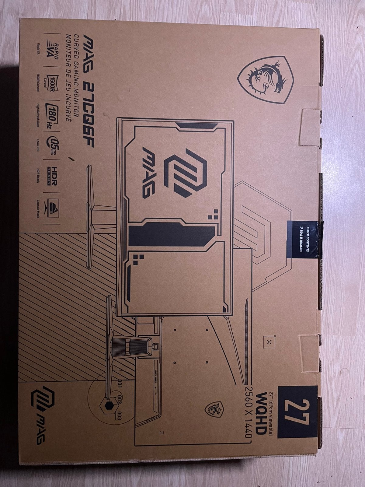 MSI MAG 27CQ6F Curved Gaming Monitor 180Hz, Computers en Software, Monitoren, Gaming, Kantelbaar, Zo goed als nieuw, HDMI