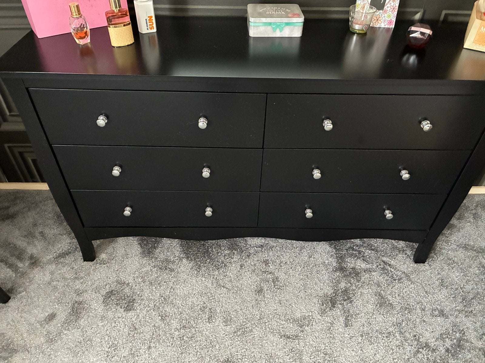 Zwarte Commode/Dressoir Kast met 6 Lades - Zo goed als nieuw, Ophalen, Zo goed als nieuw, Met lade(s)