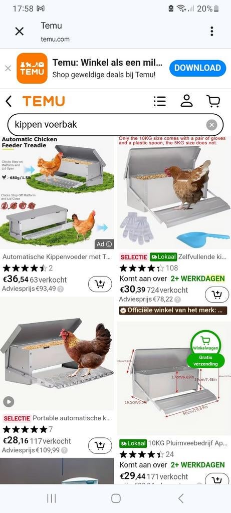 Kippenvoerbak, Dieren en Toebehoren, Pluimvee | Toebehoren, Ophalen, Nieuw, Drinken en Voederen