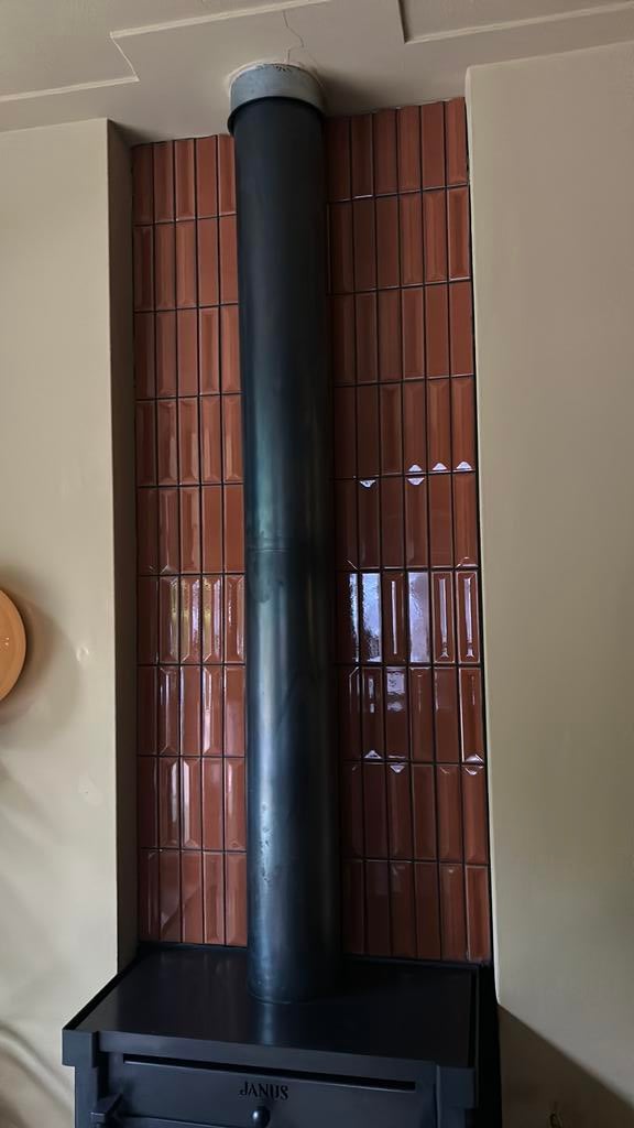 Oranje/ terracotta  keramische wandtegels, Doe-het-zelf en Verbouw, Tegels, Ophalen, Zo goed als nieuw, 20 tot 40 cm, Wandtegels