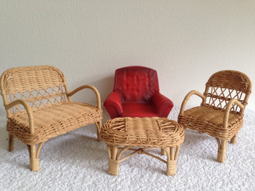 ❤️Vintage Barbie, Fleur, Sindy Rieten Meubels jaren 80., Ophalen of Verzenden, Zo goed als nieuw, Accessoires