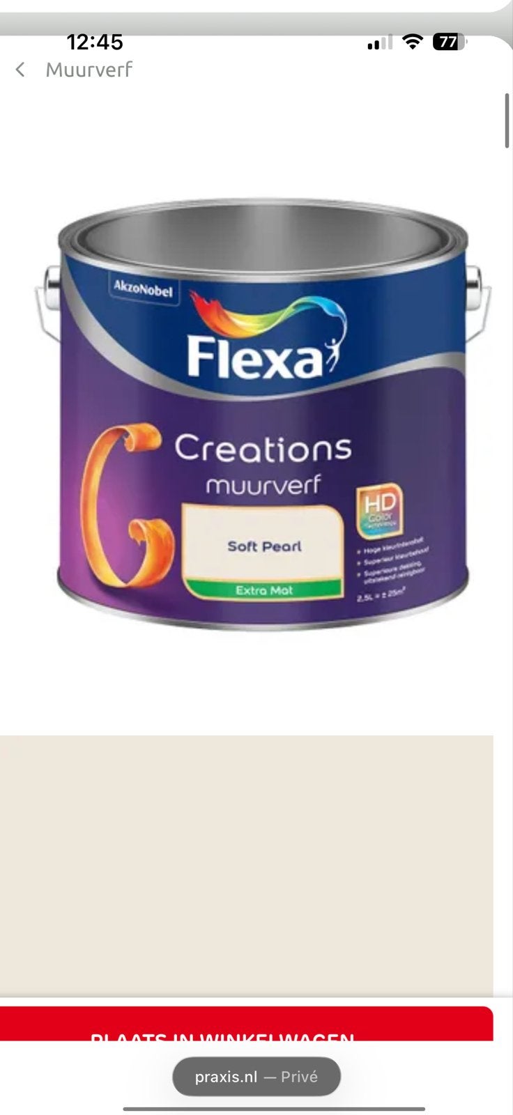 2x Flexa Creations Muurverf Extra Mat Soft Pearl 5L Nieuw, Overige kleuren, 5 tot 10 liter, Nieuw, Ophalen of Verzenden