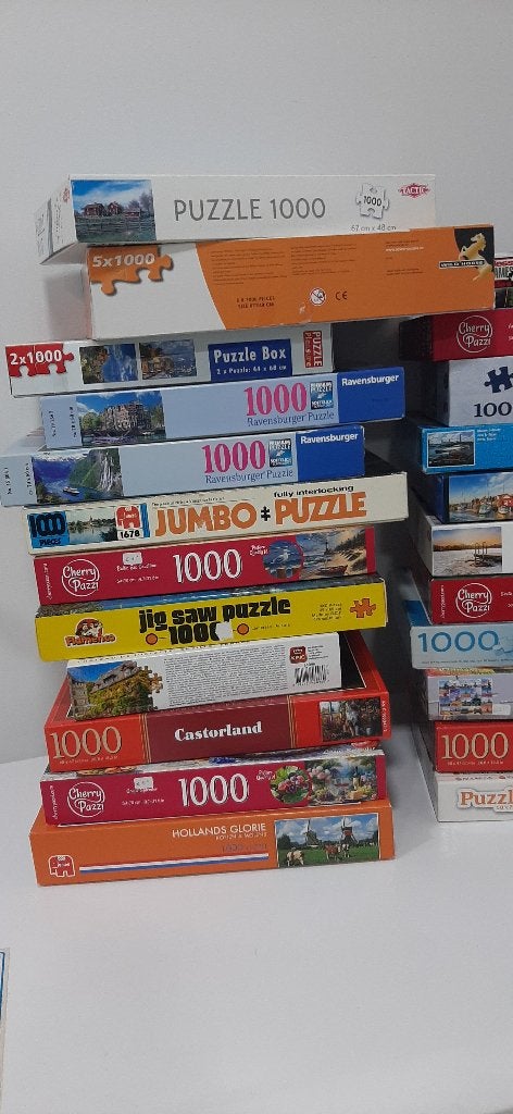 34 puzzels te koop a 2 euro per stuk, Ophalen, Meer dan 1500 stukjes, Zo goed als nieuw, Legpuzzel