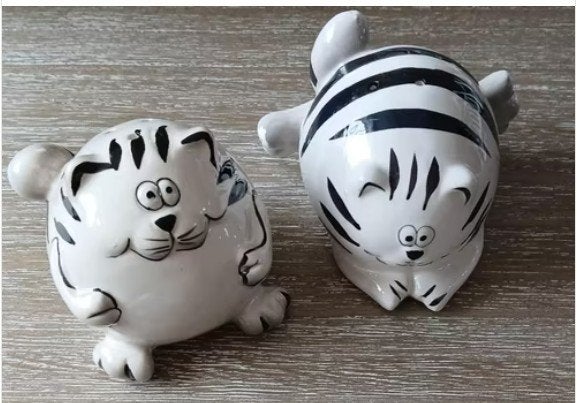 Cats Zout & Peper Shakers Keramische Pier One Fat, Overige typen, Ophalen of Verzenden, Zo goed als nieuw, Steen/keramiek