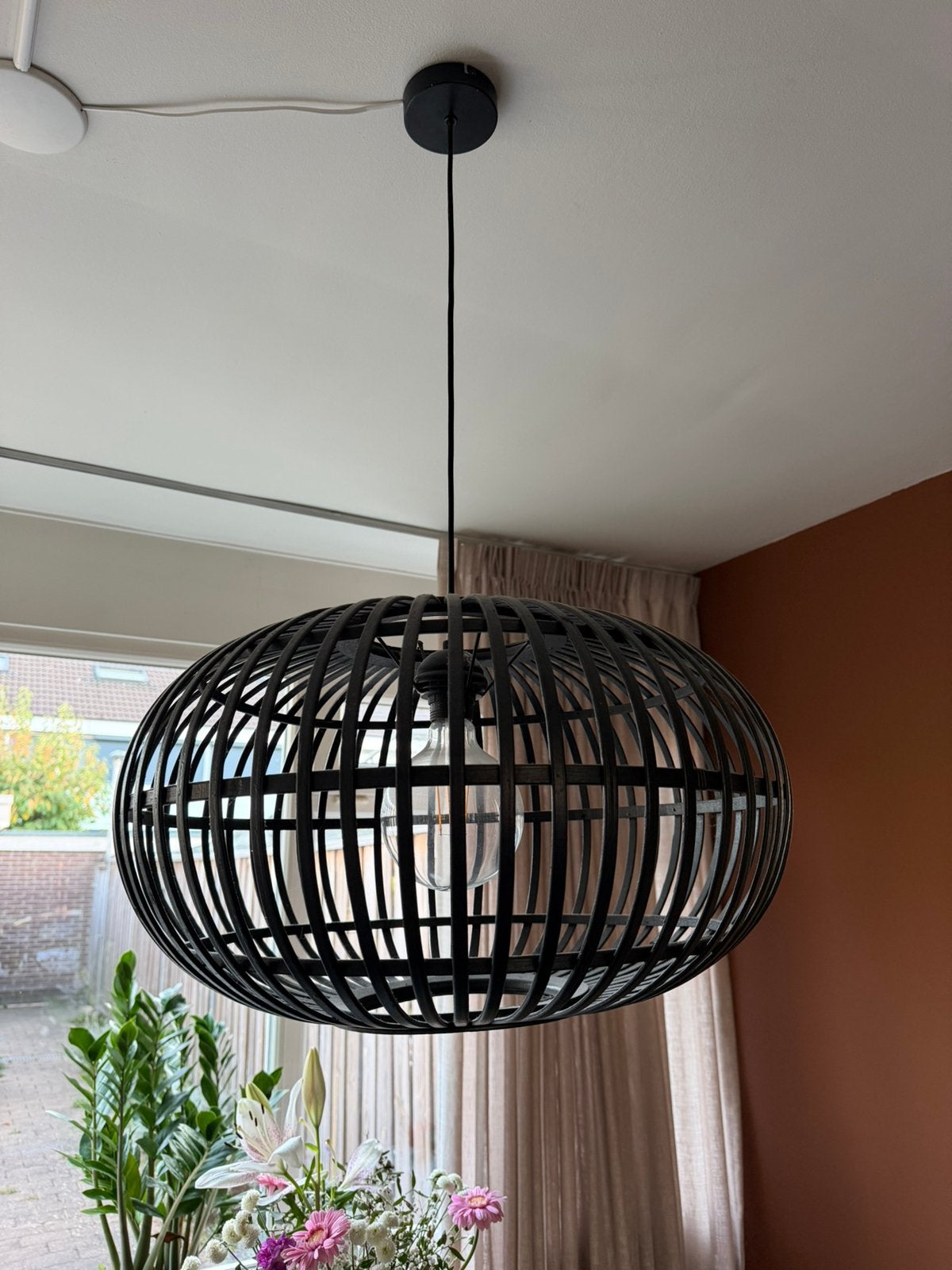 Hanglamp Indy bamboe zwart Ø55 cm