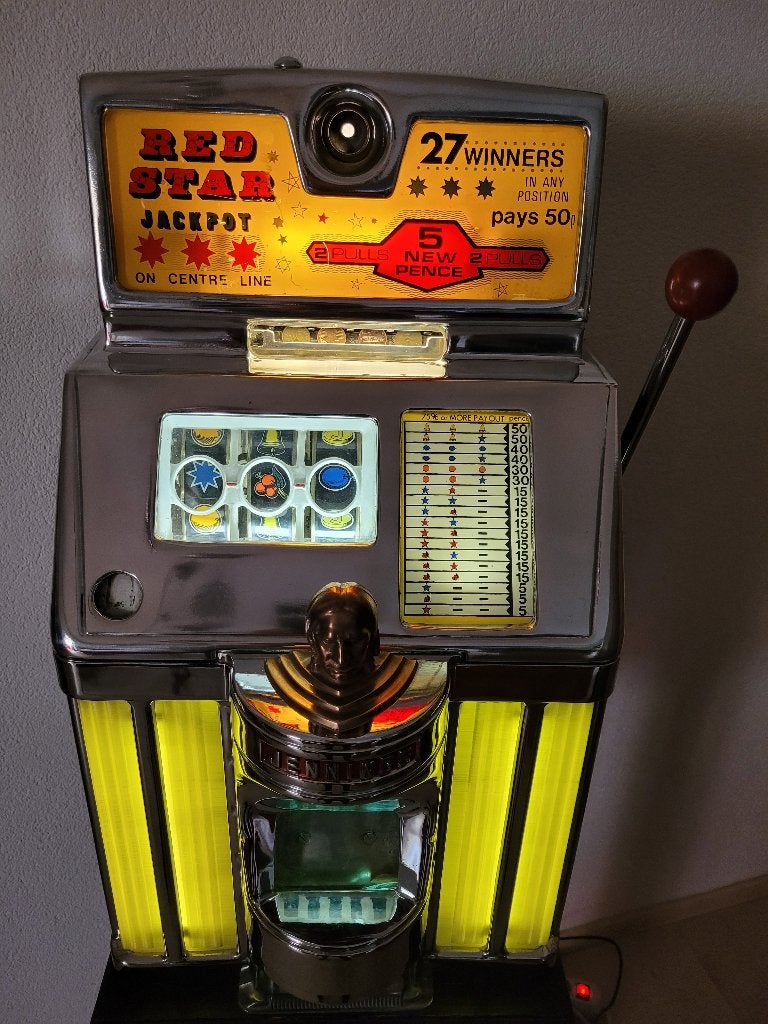 Jennings Red Star gokkast eenarmige bandiet fifties sixties, Verzamelen, Automaten | Gokkasten en Fruitautomaten, Gebruikt, Euro