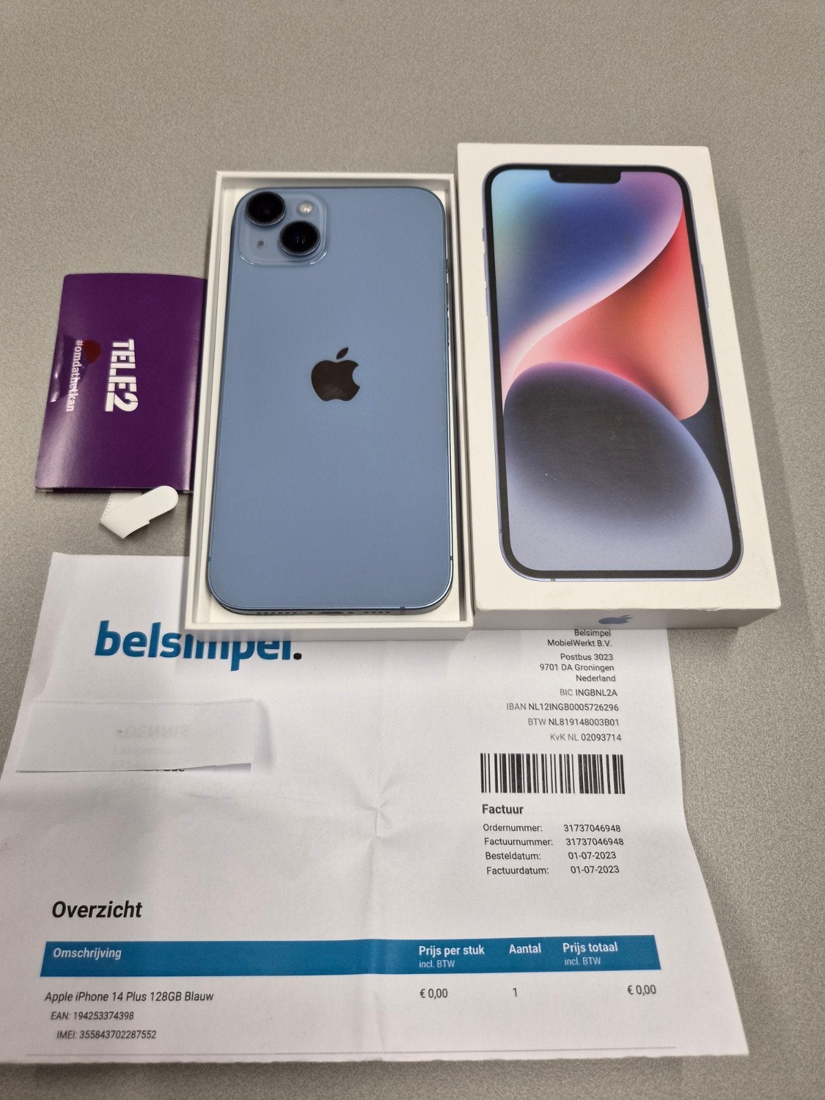 Iphone 14 plus Blue, 128GB Batterij 80%, TopStaat!!, Telecommunicatie, Mobiele telefoons | Apple iPhone, 80 %, 128 GB, IPhone 14 Plus