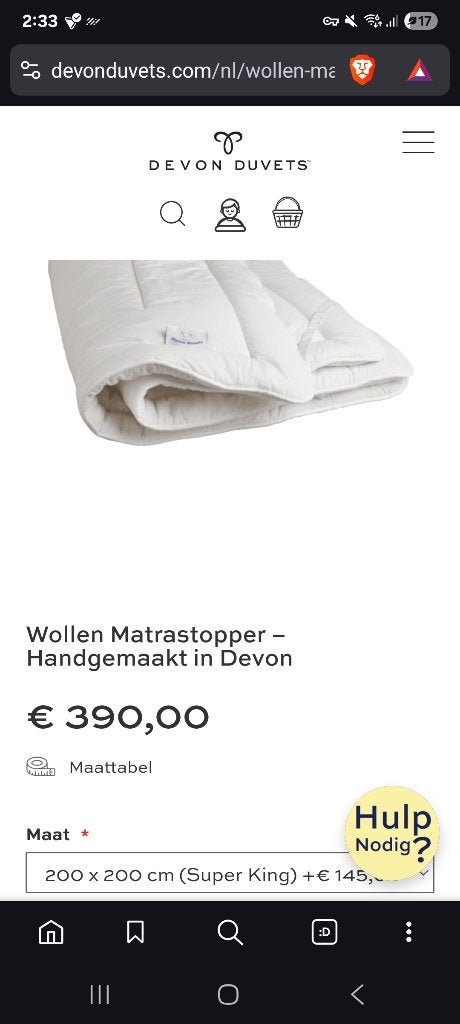 wool topper 200 x 200, Ophalen, Overige maten, Matras, 200 cm