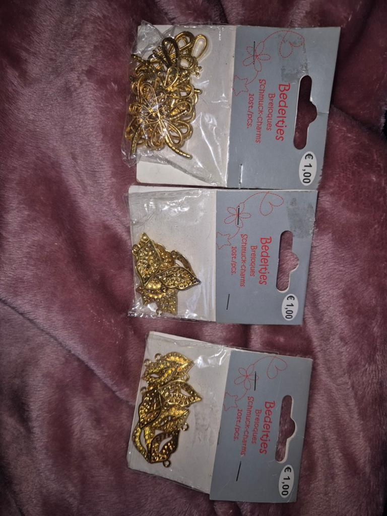 Gouden bedeltjes voor sieraden (3 sets), 4 bedels of meer, Ophalen of Verzenden, Nieuw