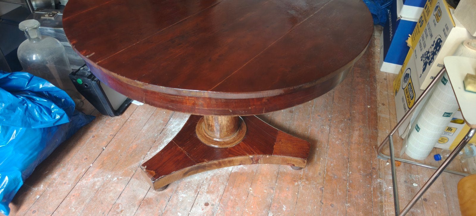 Antieke ronde kolomtafel (guéridon) - Biedermeier/Empire, Ophalen