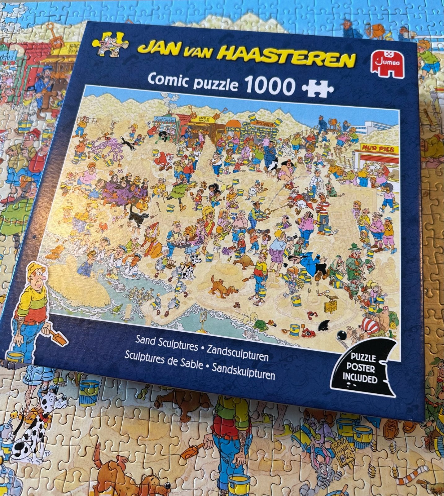 Jan van Haasteren Sand Sculptures 1000 stukjes, Hobby en Vrije tijd, Ophalen of Verzenden, 500 t/m 1500 stukjes, Zo goed als nieuw