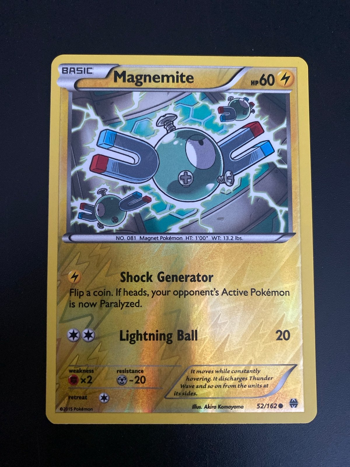 Magnemite 52/162 Rev. Holo XY BreakThrough (2015) NM!, Ophalen of Verzenden, Zo goed als nieuw, Losse kaart, Foil