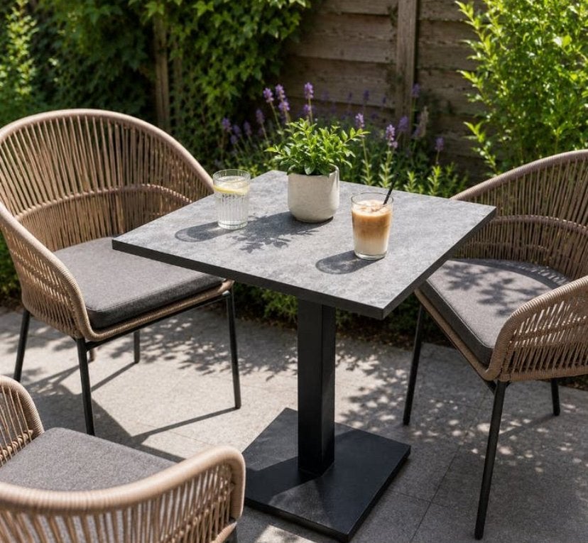 Terrastafel, bistro , salon , eet tuintafel, Ophalen, Zo goed als nieuw, Vierkant