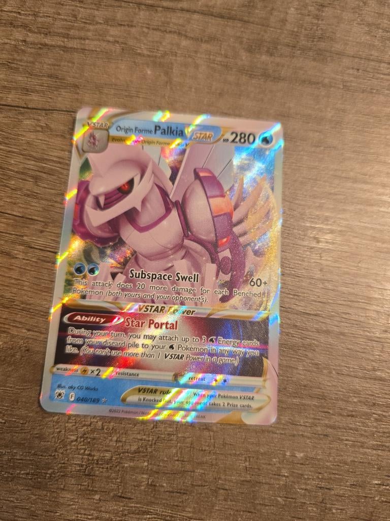 Pokémon Kaart Origin Forme Palkia VSTAR 040/189, Ophalen of Verzenden, Zo goed als nieuw, Losse kaart, Foil