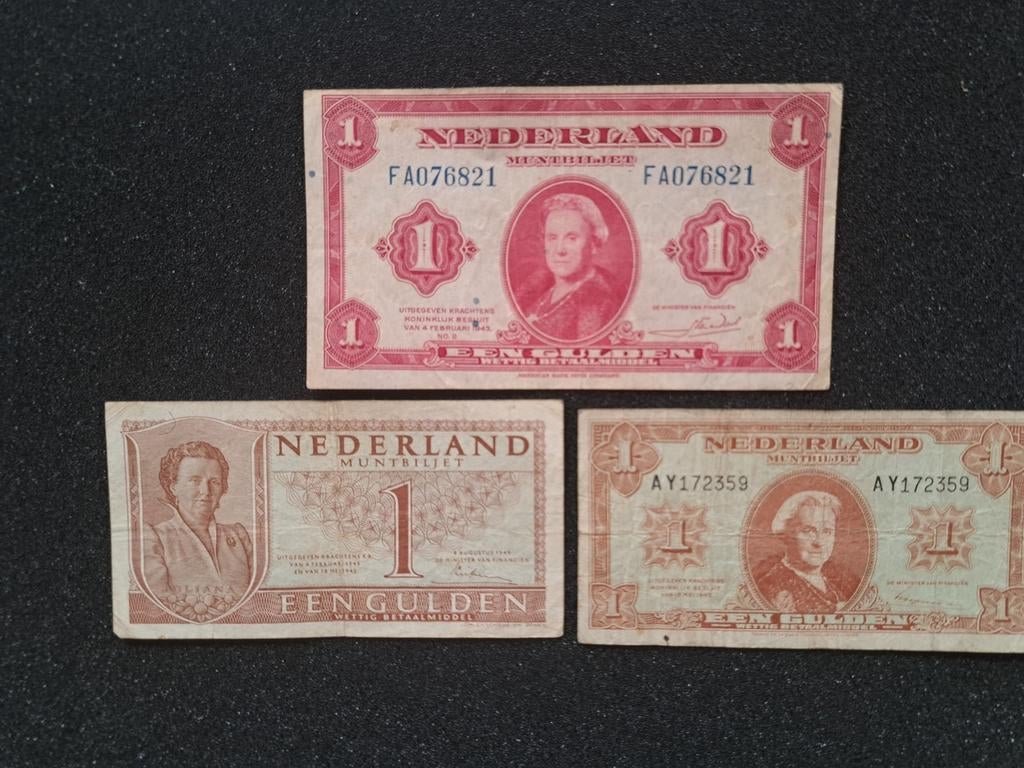 Set van 3 Nederlandse 1 Gulden biljetten, Ophalen of Verzenden, 1 gulden, Setje