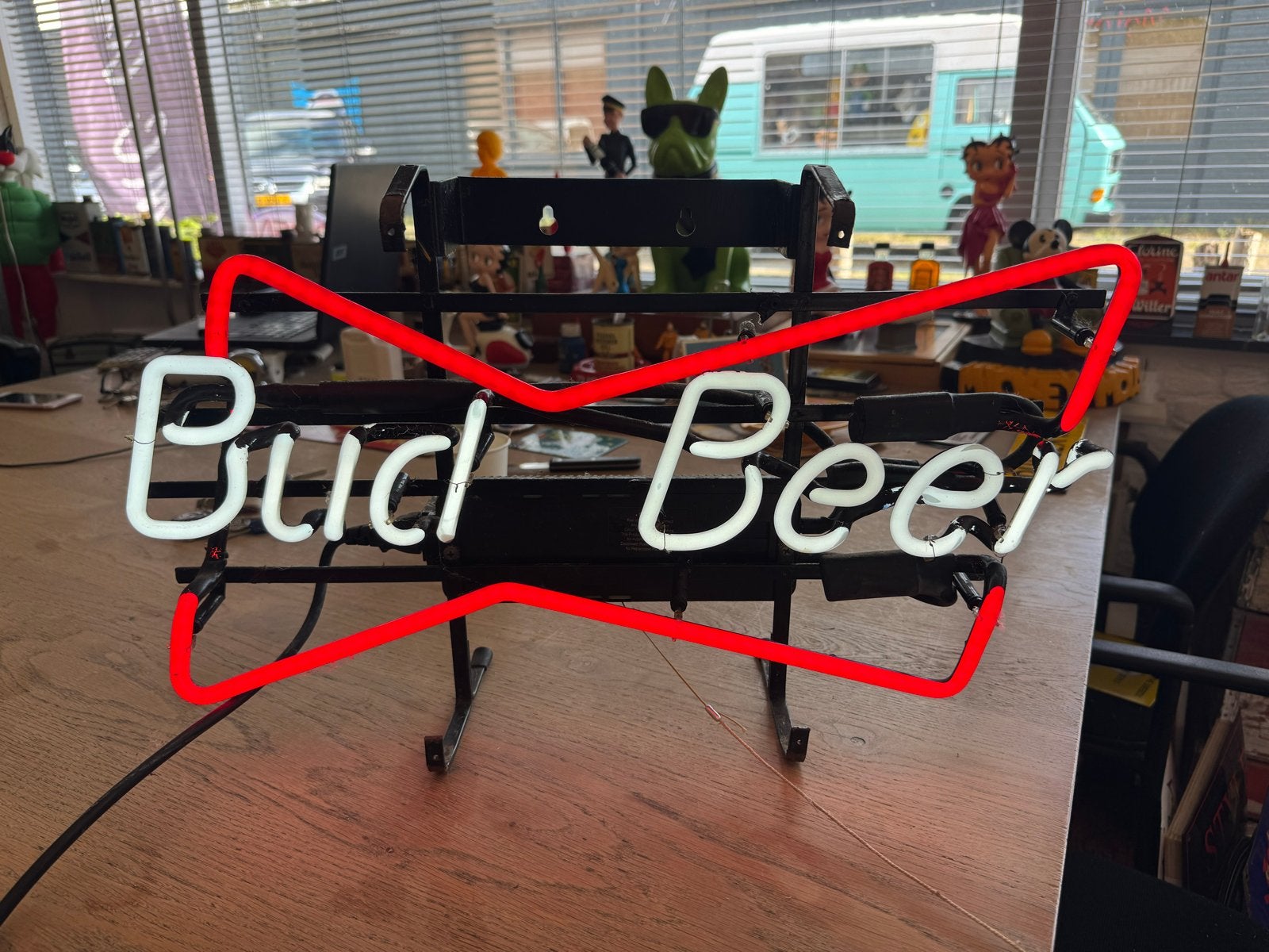 Bud Beer Neon Reclamebord - Vintage Lichtreclame, Ophalen, Gebruikt, ., Lichtbak of (neon) lamp