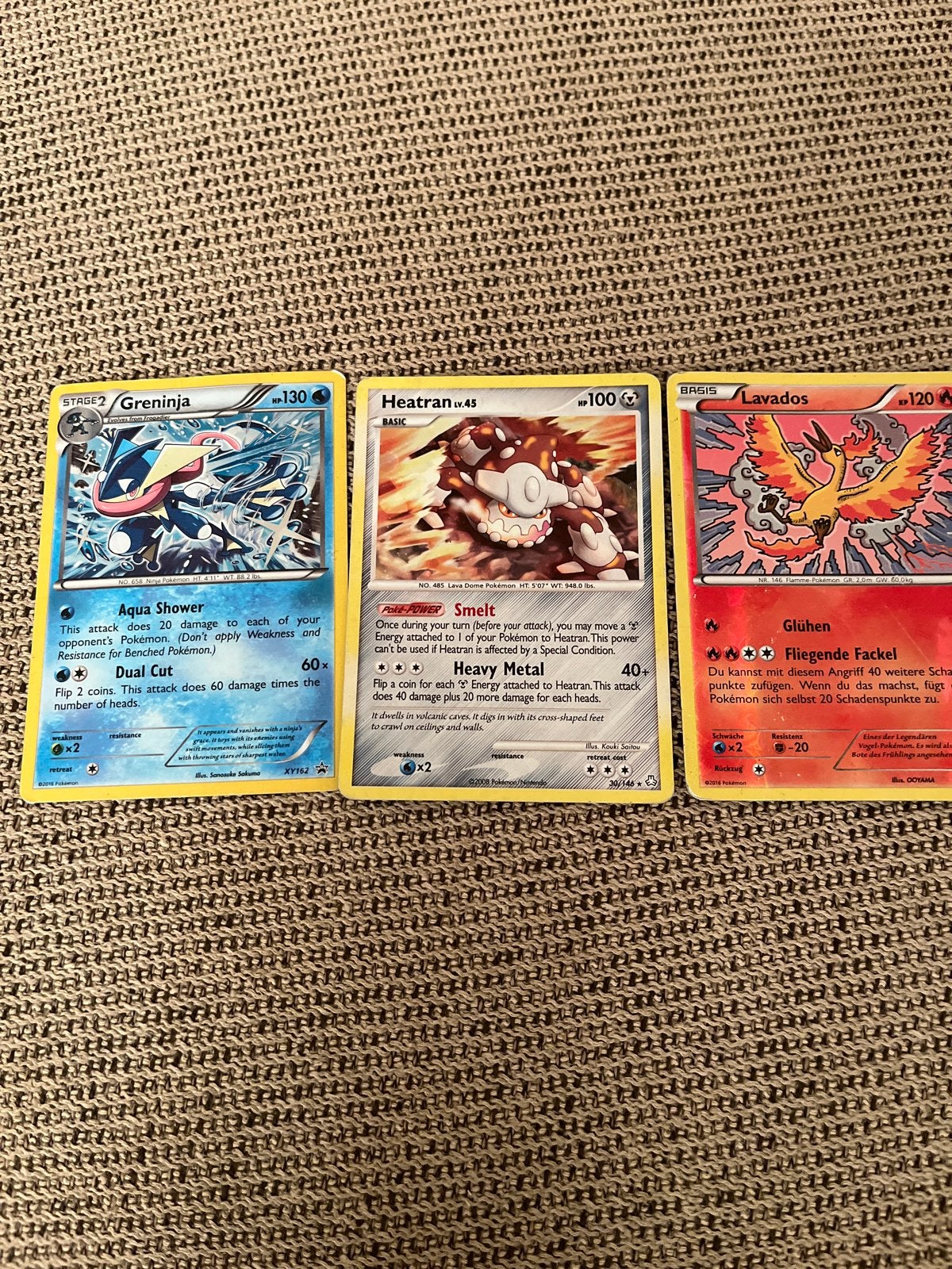 Pokémon kaarten: Greninja, Heatran, Lavados, Ophalen of Verzenden, Gebruikt, Meerdere kaarten