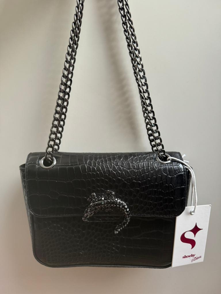 Nieuw Shoeby x Nicolette van Dam schoudertas croco bag zwart, Ophalen of Verzenden, Nieuw, Zwart, Schoudertasje