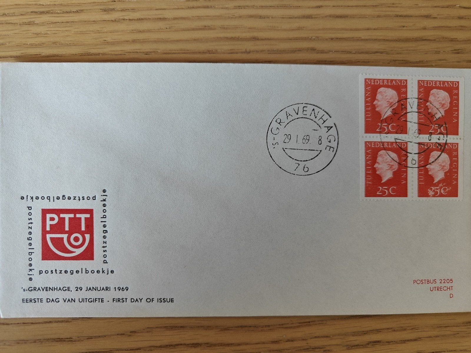 PTT Postzegelboekje Eerste Dag Uitgifte 1969 Juliana, Ophalen of Verzenden