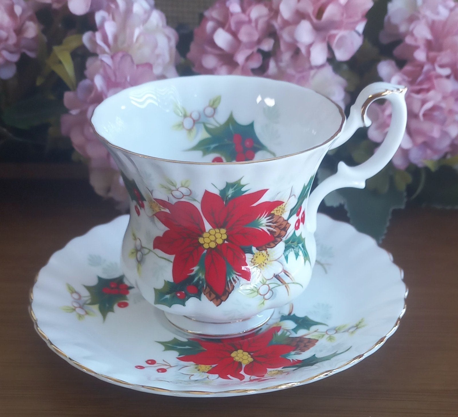 Mooi Engels kopje met schotel, kerstster, Royal Albert, Ophalen of Verzenden