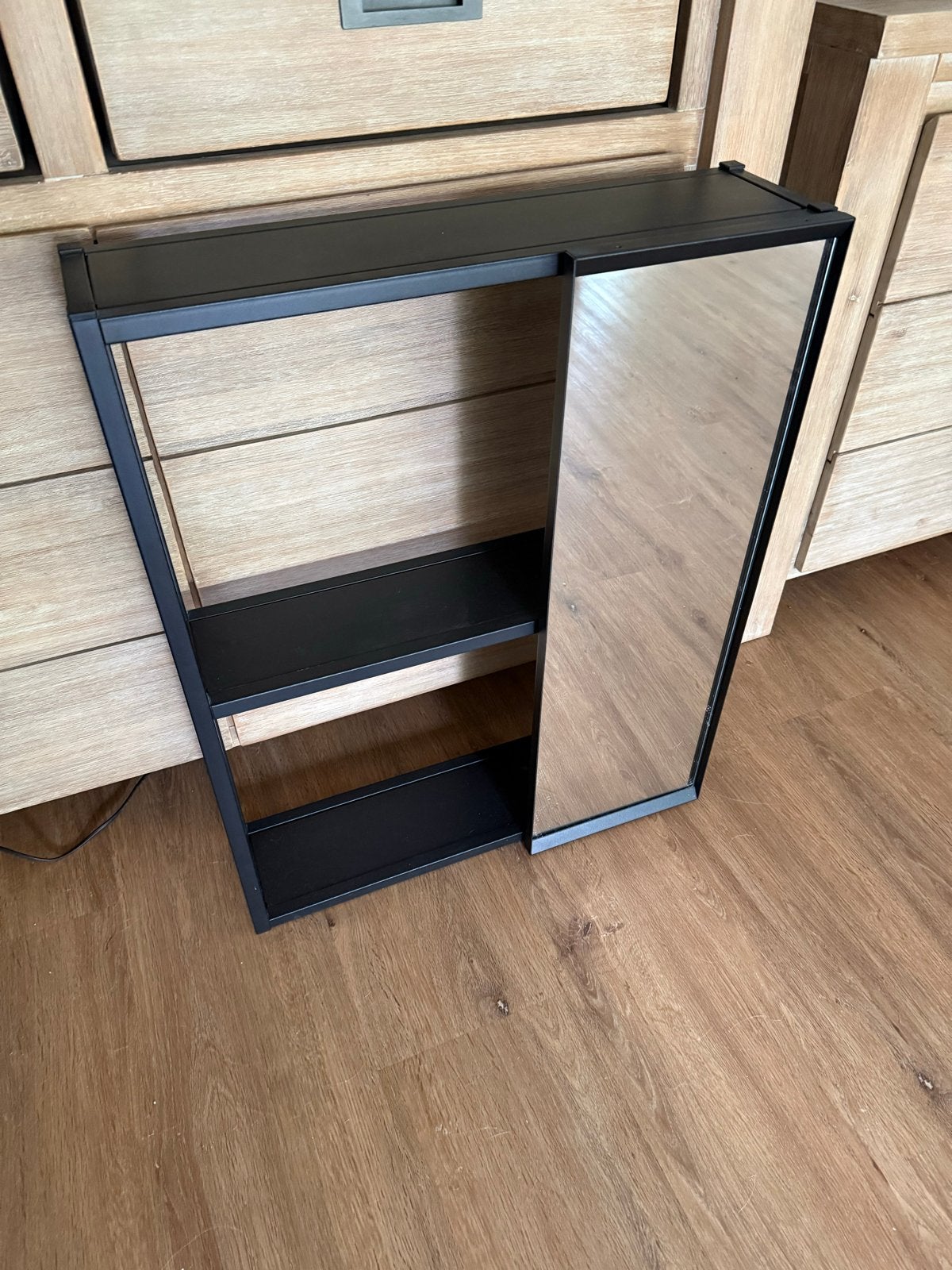Badkamermeubel met spiegel - Zwart, modern design, Ophalen, Minder dan 50 cm, Spiegelkast, Zo goed als nieuw