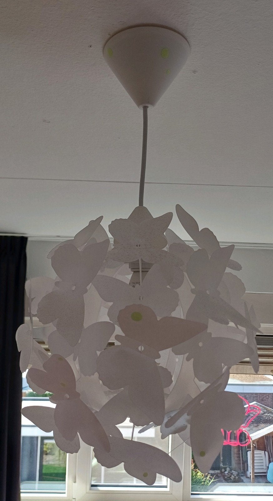 Vlinder Plafondlamp Wit met Glow in the Dark Stippen, Kunststof, Gebruikt, Kinderkamer, Speels, Modern, E27 (groot)