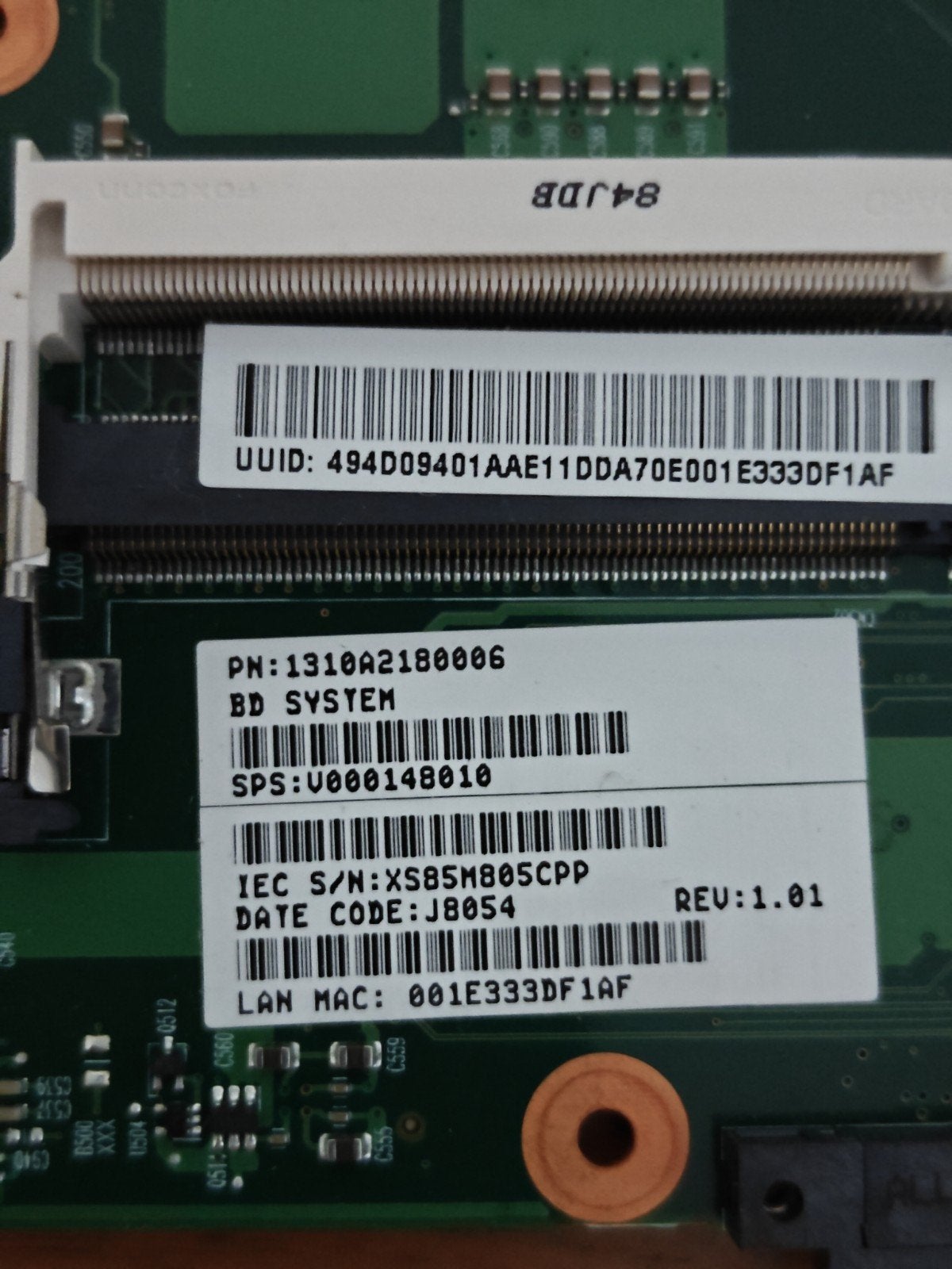 Moederbord Asus X5MSM805CPP (BD SYSTEM) - Gebruikt, Computers en Software, Onbekend, Laptop moederbord, Gebruikt, DDR3