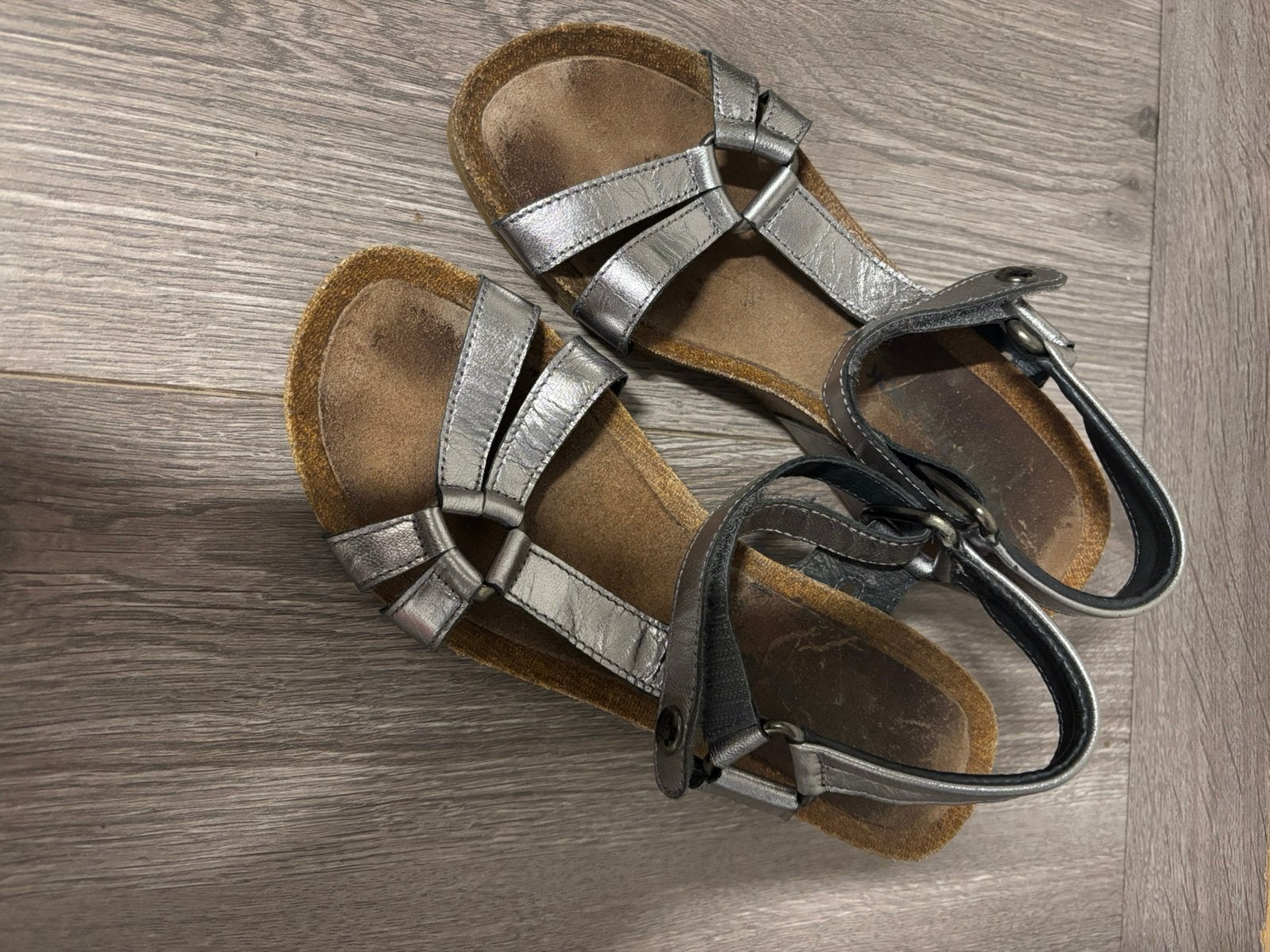 Panama Jack ; leren dames sandaal maat 37 ,kleur oud zilver, Overige kleuren, Zo goed als nieuw, Panama Jack, Sandalen of Muiltjes