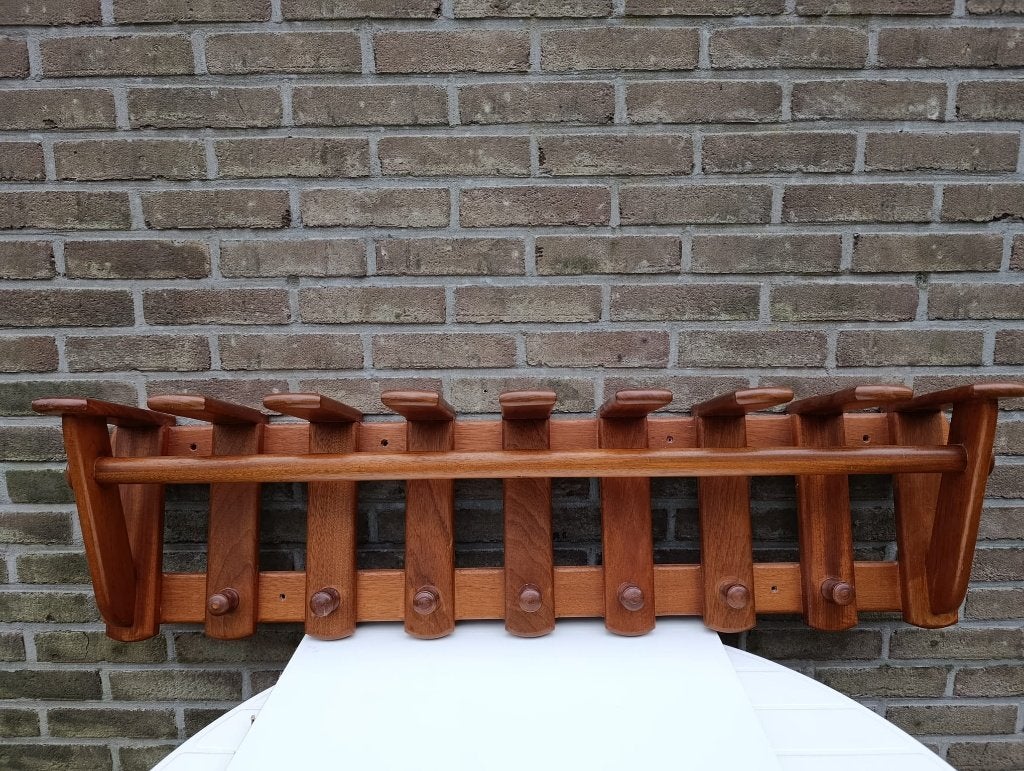 Vintage houten wandkapstok jaren 60 – garderoberoede, Gebruikt, Minder dan 100 cm, Hout, Ophalen